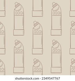 Seamless hand drawn pattern of toilet cleaner gel bottle