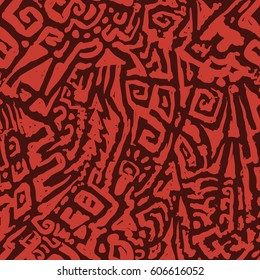 Seamless Hand Drawn Pattern in Tribal Style. Vector Background for Textile Design