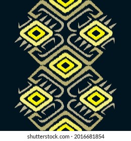 Seamless hand drawn pattern, Vector ikat tribal design for fashion clothes, textile, fabric seam and decoration background.