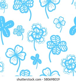 Seamless hand drawn pattern vector floral background. Clover wallpaper for Saint Patrick's Day