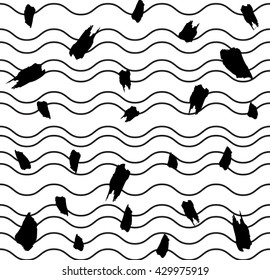 seamless hand drawn pattern with waves. artistic creative background. vector illustration