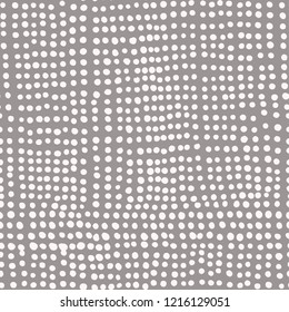 Seamless Hand Drawn Pattern With White Dots On Grey Background