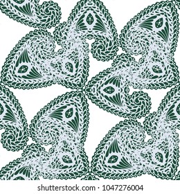 Seamless Hand Drawn Pattern with Zentangle Elements. Modern Zendoodle Rapport for Feminine Fabric, Wallpaper, Dress. Cute Autumn Background in Orient Style. Vector Seamless Texture with Flowers