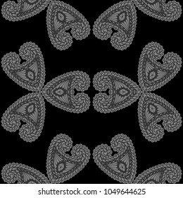 Seamless Hand Drawn Pattern with Zentangle Elements. Trendy Zendoodle Rapport for Feminine Cloth, Paper, Print. Cute Summer Background in Orient Style. Vector Seamless Texture with Flowers