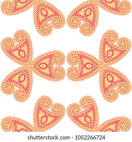 Seamless Hand Drawn Pattern with Zentangle Elements. Modern Zendoodle Rapport for Feminine Cloth, Paper, Print. Cute Autumn Background in Orient Style. Vector Seamless Texture with Flowers