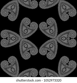 Seamless Hand Drawn Pattern with Zentangle Elements. Modern Zendoodle Rapport for Feminine Fabric, Wallpaper, Dress. Cute Autumn Background in Orient Style. Vector Seamless Texture with Flowers