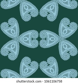 Seamless Hand Drawn Pattern with Zentangle Elements. Trendy Zendoodle Rapport for Feminine Fabric, Linen, Textile. Cute Autumn Background in Orient Style. Vector Seamless Texture with Flowers