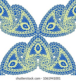 Seamless Hand Drawn Pattern with Zentangle Elements. Modern Zendoodle Rapport for Feminine Cloth, Paper, Print. Cute Autumn Background in Orient Style. Vector Seamless Texture with Flowers