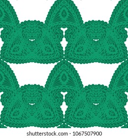 Seamless Hand Drawn Pattern with Zentangle Elements. Vintage Zendoodle Rapport for Feminine Cloth, Paper, Print. Cute Summer Background in Orient Style. Vector Seamless Texture with Flowers