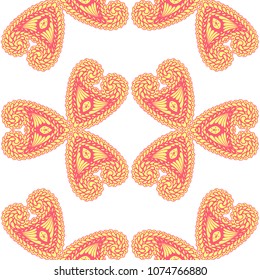 Seamless Hand Drawn Pattern with Zentangle Elements. Modern Zendoodle Rapport for Feminine Cloth, Paper, Print. Cute Summer Background in Orient Style. Vector Seamless Texture with Flowers