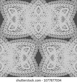 Seamless Hand Drawn Pattern with Zentangle Elements. Modern Zendoodle Rapport for Feminine Cloth, Paper, Print. Cute Autumn Background in Orient Style. Vector Seamless Texture with Flowers