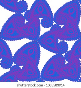 Seamless Hand Drawn Pattern with Zentangle Elements. Trendy Zendoodle Rapport for Feminine Cloth, Wallpaper, Dress. Cute Summer Background in Orient Style. Vector Seamless Texture with Flowers