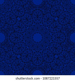 Seamless Hand Drawn Pattern with Zentangle Elements. Trendy Zendoodle Rapport for Feminine Print, Linen, Textile. Cute Summer Background in Orient Style. Vector Seamless Texture with Flowers
