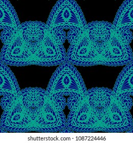 Seamless Hand Drawn Pattern with Zentangle Elements. Modern Zendoodle Rapport for Feminine Cloth, Wallpaper, Dress. Cute Autumn Background in Orient Style. Vector Seamless Texture with Flowers