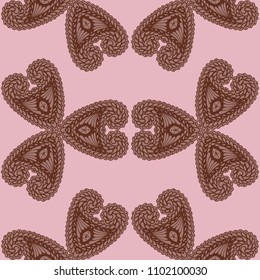 Seamless Hand Drawn Pattern with Zentangle Elements. Trendy Zendoodle Rapport for Feminine Fabric, Linen, Textile. Cute Summer Background in Orient Style. Vector Seamless Texture with Flowers