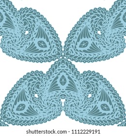 Seamless Hand Drawn Pattern with Zentangle Elements. Trendy Zendoodle Rapport for Feminine Print, Linen, Textile. Cute Spring Background in Orient Style. Vector Seamless Texture with Flowers