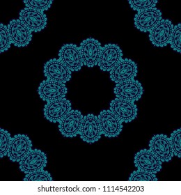 Seamless Hand Drawn Pattern with Zentangle Elements. Modern Zendoodle Rapport for Feminine Print, Linen, Textile. Cute Spring Background in Orient Style. Vector Seamless Texture with Flowers