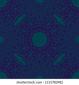 Seamless Hand Drawn Pattern with Zentangle Elements. Modern Zendoodle Rapport for Feminine Cloth, Paper, Dress. Cute Spring Background in Orient Style. Vector Seamless Texture with Flowers