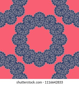 Seamless Hand Drawn Pattern with Zentangle Elements. Vintage Zendoodle Rapport for Feminine Cloth, Paper, Print. Cute Summer Background in Orient Style. Vector Seamless Texture with Flowers