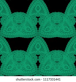 Seamless Hand Drawn Pattern with Zentangle Elements. Modern Zendoodle Rapport for Feminine Cloth, Paper, Print. Cute Spring Background in Orient Style. Vector Seamless Texture with Flowers