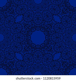 Seamless Hand Drawn Pattern with Zentangle Elements. Modern Zendoodle Rapport for Feminine Print, Linen, Textile. Cute Autumn Background in Orient Style. Vector Seamless Texture with Flowers