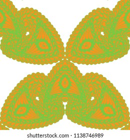 Seamless Hand Drawn Pattern with Zentangle Elements. Vintage Zendoodle Rapport for Feminine Cloth, Wallpaper, Dress. Cute Autumn Background in Orient Style. Vector Seamless Texture with Flowers