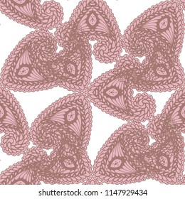 Seamless Hand Drawn Pattern with Zentangle Elements. Modern Zendoodle Rapport for Feminine Cloth, Paper, Dress. Cute Summer Background in Orient Style. Vector Seamless Texture with Flowers