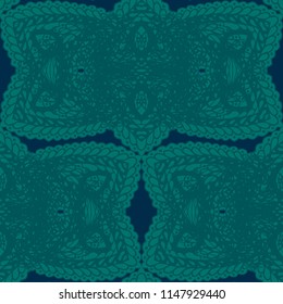 Seamless Hand Drawn Pattern with Zentangle Elements. Trendy Zendoodle Rapport for Feminine Print, Linen, Textile. Cute Summer Background in Orient Style. Vector Seamless Texture with Flowers