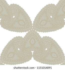 Seamless Hand Drawn Pattern with Zentangle Elements. Trendy Zendoodle Rapport for Feminine Cloth, Wallpaper, Dress. Cute Spring Background in Orient Style. Vector Seamless Texture with Flowers