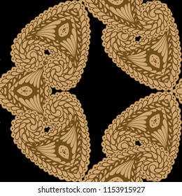 Seamless Hand Drawn Pattern with Zentangle Elements. Trendy Zendoodle Rapport for Feminine Cloth, Paper, Print. Cute Autumn Background in Orient Style. Vector Seamless Texture with Flowers