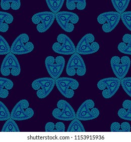 Seamless Hand Drawn Pattern with Zentangle Elements. Modern Zendoodle Rapport for Feminine Print, Linen, Textile. Cute Summer Background in Orient Style. Vector Seamless Texture with Flowers