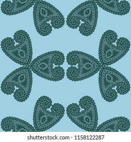 Seamless Hand Drawn Pattern with Zentangle Elements. Trendy Zendoodle Rapport for Feminine Cloth, Paper, Print. Cute Autumn Background in Orient Style. Vector Seamless Texture with Flowers