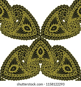 Seamless Hand Drawn Pattern with Zentangle Elements. Modern Zendoodle Rapport for Feminine Cloth, Wallpaper, Dress. Cute Autumn Background in Orient Style. Vector Seamless Texture with Flowers