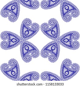 Seamless Hand Drawn Pattern with Zentangle Elements. Modern Zendoodle Rapport for Feminine Print, Linen, Textile. Cute Spring Background in Orient Style. Vector Seamless Texture with Flowers