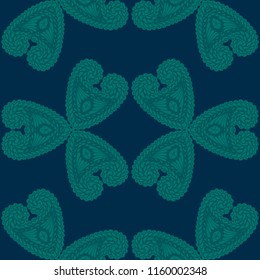 Seamless Hand Drawn Pattern with Zentangle Elements. Vintage Zendoodle Rapport for Feminine Fabric, Wallpaper, Dress. Cute Autumn Background in Orient Style. Vector Seamless Texture with Flowers