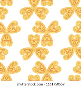 Seamless Hand Drawn Pattern with Zentangle Elements. Vintage Zendoodle Rapport for Feminine Fabric, Linen, Textile. Cute Spring Background in Orient Style. Vector Seamless Texture with Flowers