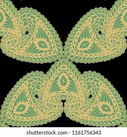 Seamless Hand Drawn Pattern with Zentangle Elements. Trendy Zendoodle Rapport for Feminine Cloth, Paper, Print. Cute Summer Background in Orient Style. Vector Seamless Texture with Flowers