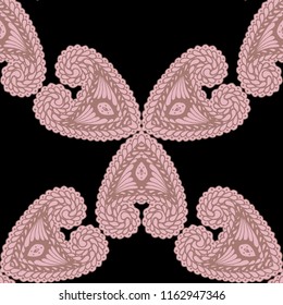 Seamless Hand Drawn Pattern with Zentangle Elements. Modern Zendoodle Rapport for Feminine Cloth, Paper, Dress. Cute Autumn Background in Orient Style. Vector Seamless Texture with Flowers