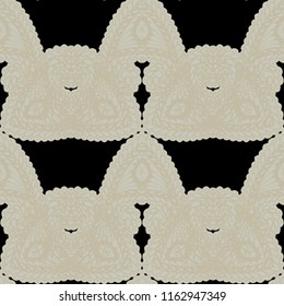 Seamless Hand Drawn Pattern with Zentangle Elements. Vintage Zendoodle Rapport for Feminine Cloth, Paper, Dress. Cute Summer Background in Orient Style. Vector Seamless Texture with Flowers