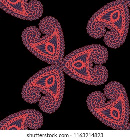 Seamless Hand Drawn Pattern with Zentangle Elements. Trendy Zendoodle Rapport for Feminine Print, Linen, Textile. Cute Spring Background in Orient Style. Vector Seamless Texture with Flowers