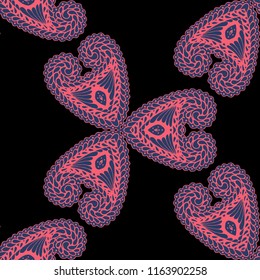 Seamless Hand Drawn Pattern with Zentangle Elements. Modern Zendoodle Rapport for Feminine Fabric, Wallpaper, Dress. Cute Summer Background in Orient Style. Vector Seamless Texture with Flowers