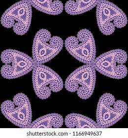Seamless Hand Drawn Pattern with Zentangle Elements. Modern Zendoodle Rapport for Feminine Print, Linen, Textile. Cute Autumn Background in Orient Style. Vector Seamless Texture with Flowers