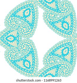 Seamless Hand Drawn Pattern with Zentangle Elements. Vintage Zendoodle Rapport for Feminine Cloth, Paper, Print. Cute Autumn Background in Orient Style. Vector Seamless Texture with Flowers