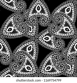 Seamless Hand Drawn Pattern with Zentangle Elements. Modern Zendoodle Rapport for Feminine Cloth, Paper, Print. Cute Summer Background in Orient Style. Vector Seamless Texture with Flowers
