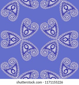 Seamless Hand Drawn Pattern with Zentangle Elements. Vintage Zendoodle Rapport for Feminine Print, Linen, Textile. Cute Spring Background in Orient Style. Vector Seamless Texture with Flowers