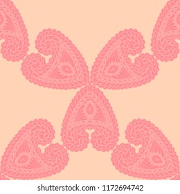 Seamless Hand Drawn Pattern with Zentangle Elements. Vintage Zendoodle Rapport for Feminine Cloth, Wallpaper, Dress. Cute Autumn Background in Orient Style. Vector Seamless Texture with Flowers