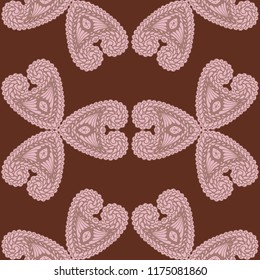 Seamless Hand Drawn Pattern with Zentangle Elements. Vintage Zendoodle Rapport for Feminine Cloth, Paper, Dress. Cute Summer Background in Orient Style. Vector Seamless Texture with Flowers