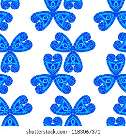 Seamless Hand Drawn Pattern with Zentangle Elements. Modern Zendoodle Rapport for Feminine Cloth, Paper, Dress. Cute Autumn Background in Orient Style. Vector Seamless Texture with Flowers