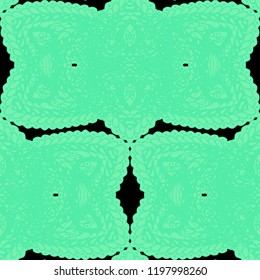 Seamless Hand Drawn Pattern with Zentangle Elements. Vintage Zendoodle Rapport for Feminine Cloth, Wallpaper, Dress. Cute Summer Background in Orient Style. Vector Seamless Texture with Flowers