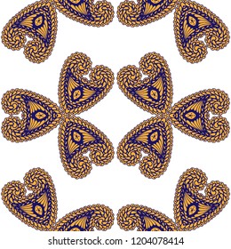 Seamless Hand Drawn Pattern with Zentangle Elements. Modern Zendoodle Rapport for Feminine Fabric, Wallpaper, Dress. Cute Summer Background in Orient Style. Vector Seamless Texture with Flowers